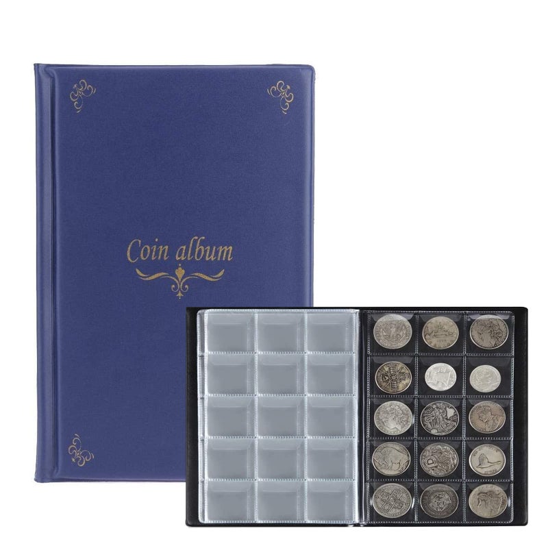 AITIME 150 Pockets Coin Holder Collection, Quarter Dollar Album, Clear Storage Pockets with Lid, Souvenir Collection Supplies Gifts for Hobby Collecting Collectors (Blue) - Image 1